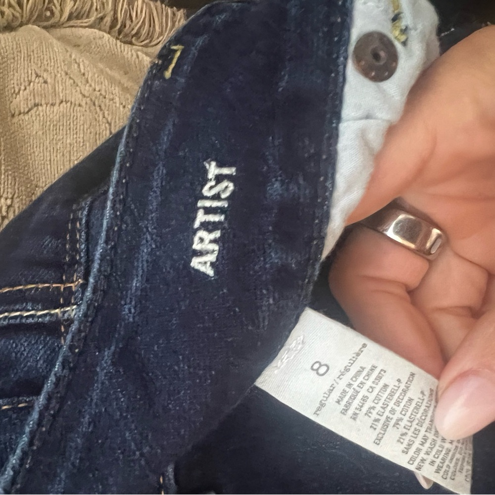 American Eagle Dark Blue Stretch Artist Cropped Jeans - Picture 3 of 3